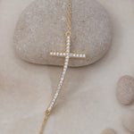 Load image into Gallery viewer, 14K Solid Gold Curved Cross Necklace K82
