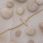 Load image into Gallery viewer, 14K Solid Gold Curved Cross Necklace K82
