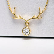 14K Solid Gold Deer Antler Necklace K56
