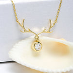 Load image into Gallery viewer, 14K Solid Gold Deer Antler Necklace K56
