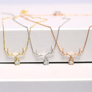 14K Solid Gold Deer Antler Necklace K56