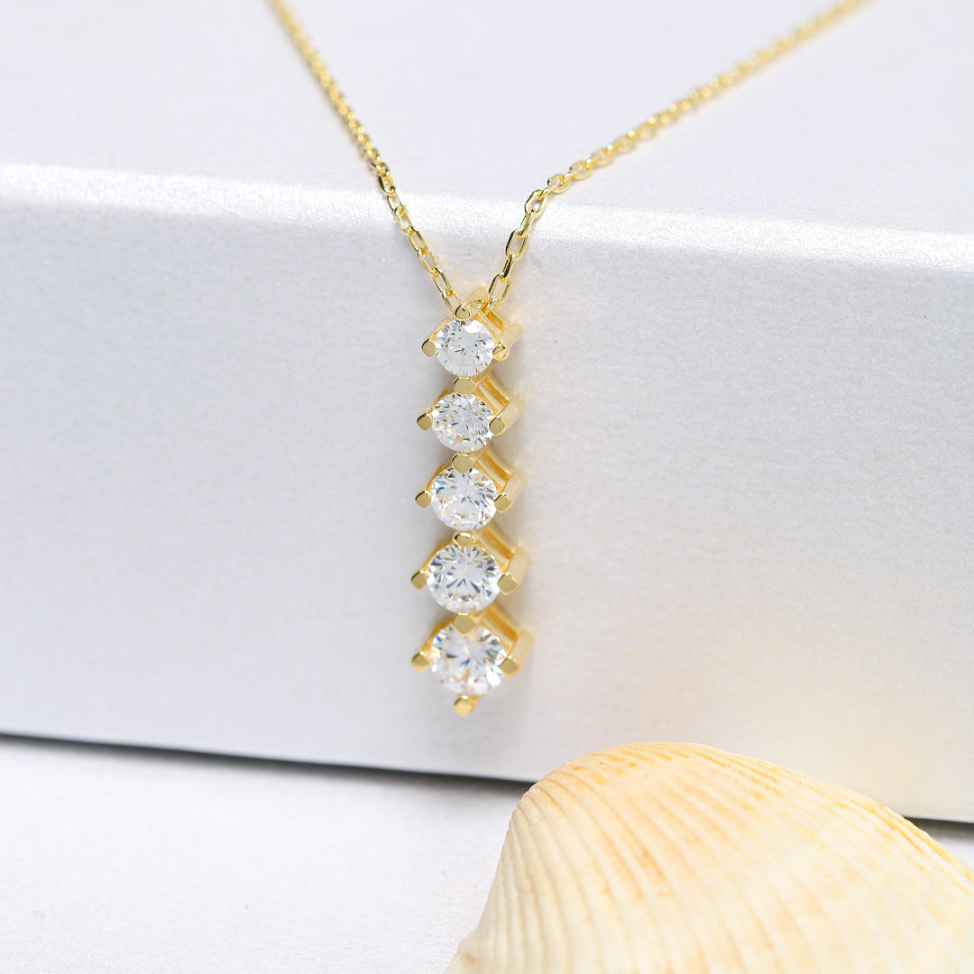 14K Solid Gold Solitaire Necklace K58