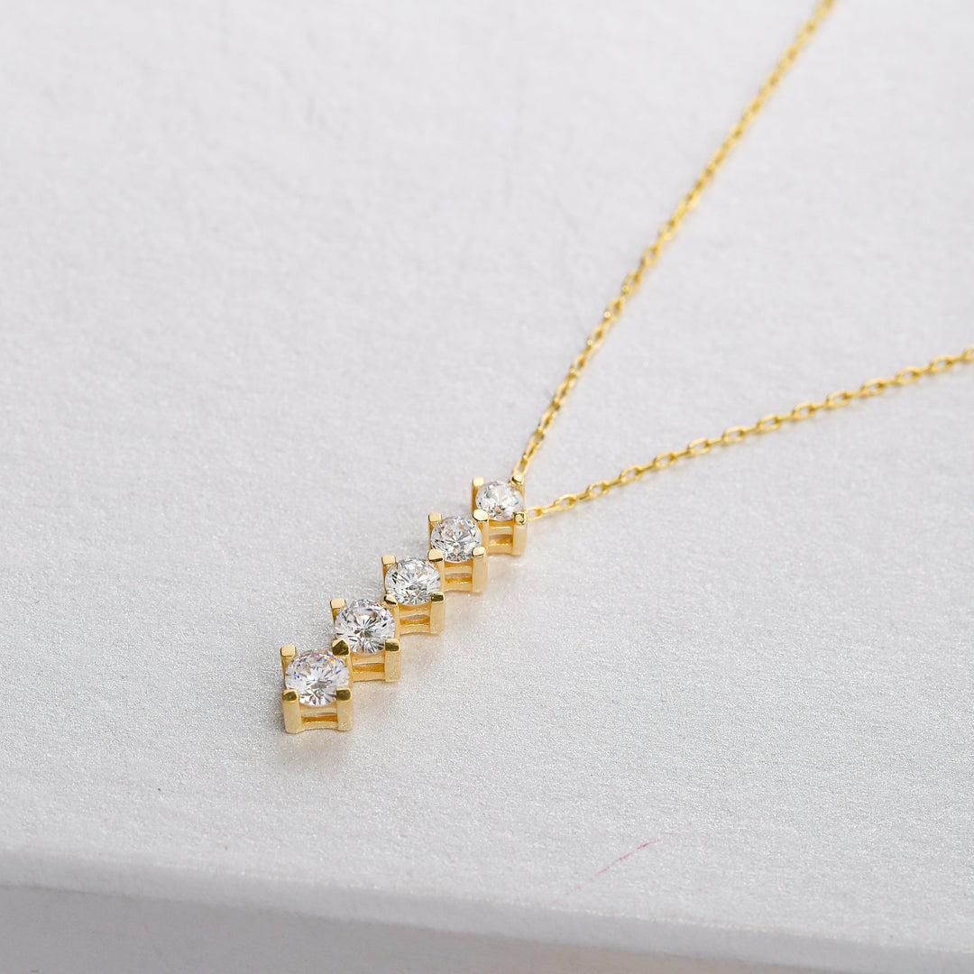 14K Solid Gold Solitaire Necklace K58