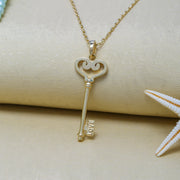 14K Solid Gold Key Love Necklace K59