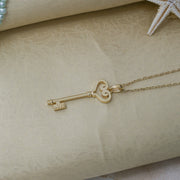 14K Solid Gold Key Love Necklace K59