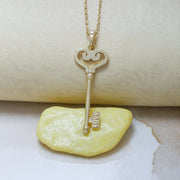 14K Solid Gold Key Love Necklace K59