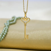 14K Solid Gold Key Love Necklace K59