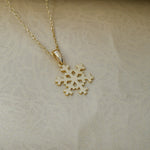 Load image into Gallery viewer, 14K Solid Gold Snowflake Necklace K60
