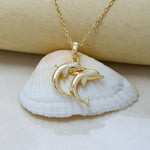 Load image into Gallery viewer, 14K Solid Gold Dolphin Necklace K61
