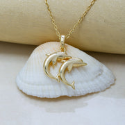 14K Solid Gold Dolphin Necklace K61