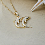 Load image into Gallery viewer, 14K Solid Gold Dolphin Necklace K61
