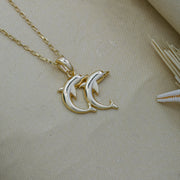 14K Solid Gold Dolphin Necklace K61