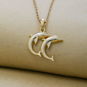 14K Solid Gold Dolphin Necklace K61