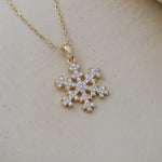 Load image into Gallery viewer, 14K Solid Gold Snowflake Necklace K66
