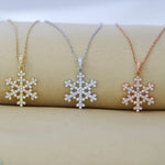 Load image into Gallery viewer, 14K Solid Gold Snowflake Necklace K66
