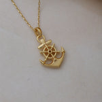 Load image into Gallery viewer, 14K Solid Gold Anchor Necklace K67
