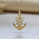 Load image into Gallery viewer, 14K Solid Gold Anchor Necklace K67
