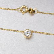 14K Solid Gold 5 mm Solitaire Necklace K69