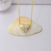 14K Solid Gold Heart Necklace K70