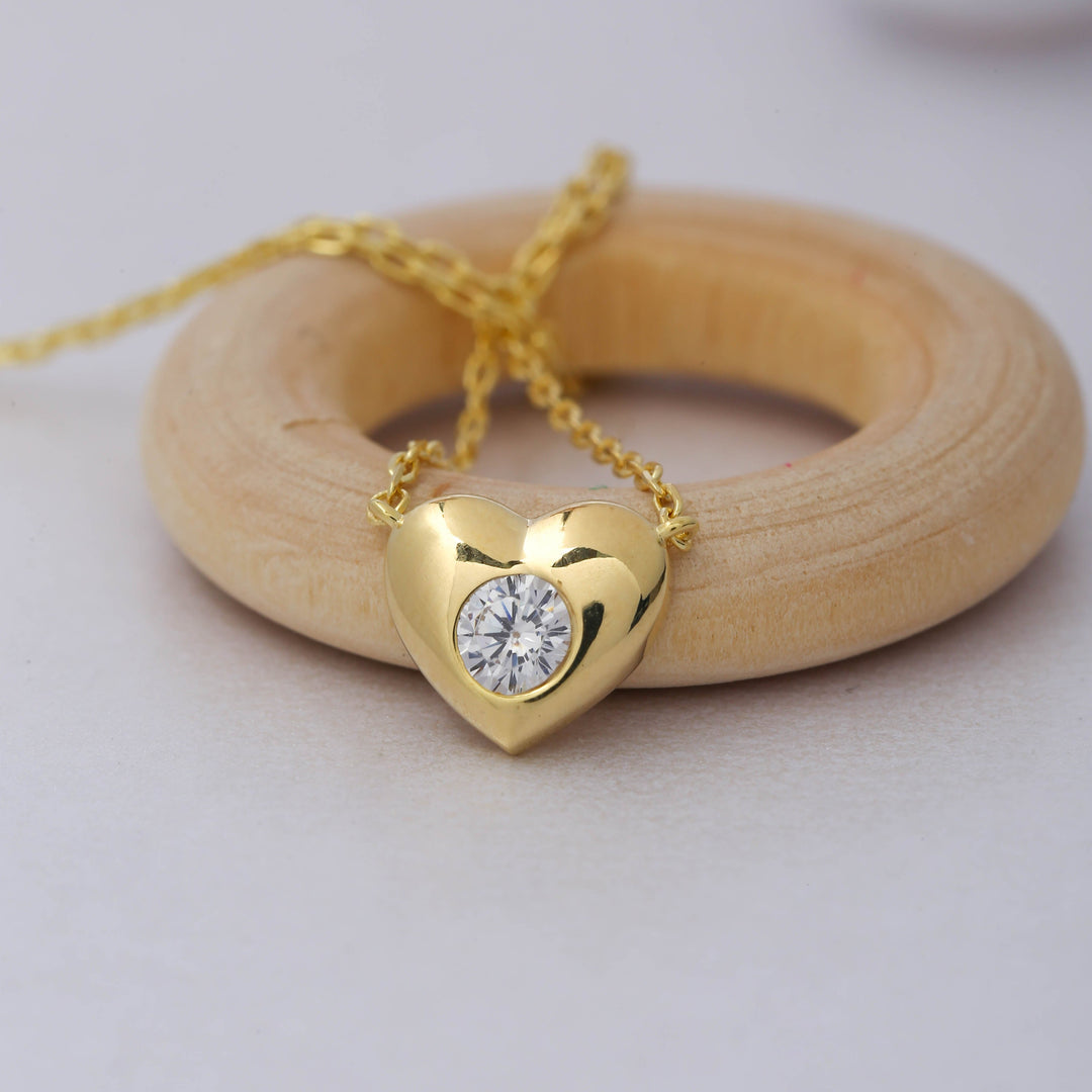 14K Solid Gold Heart Necklace K70