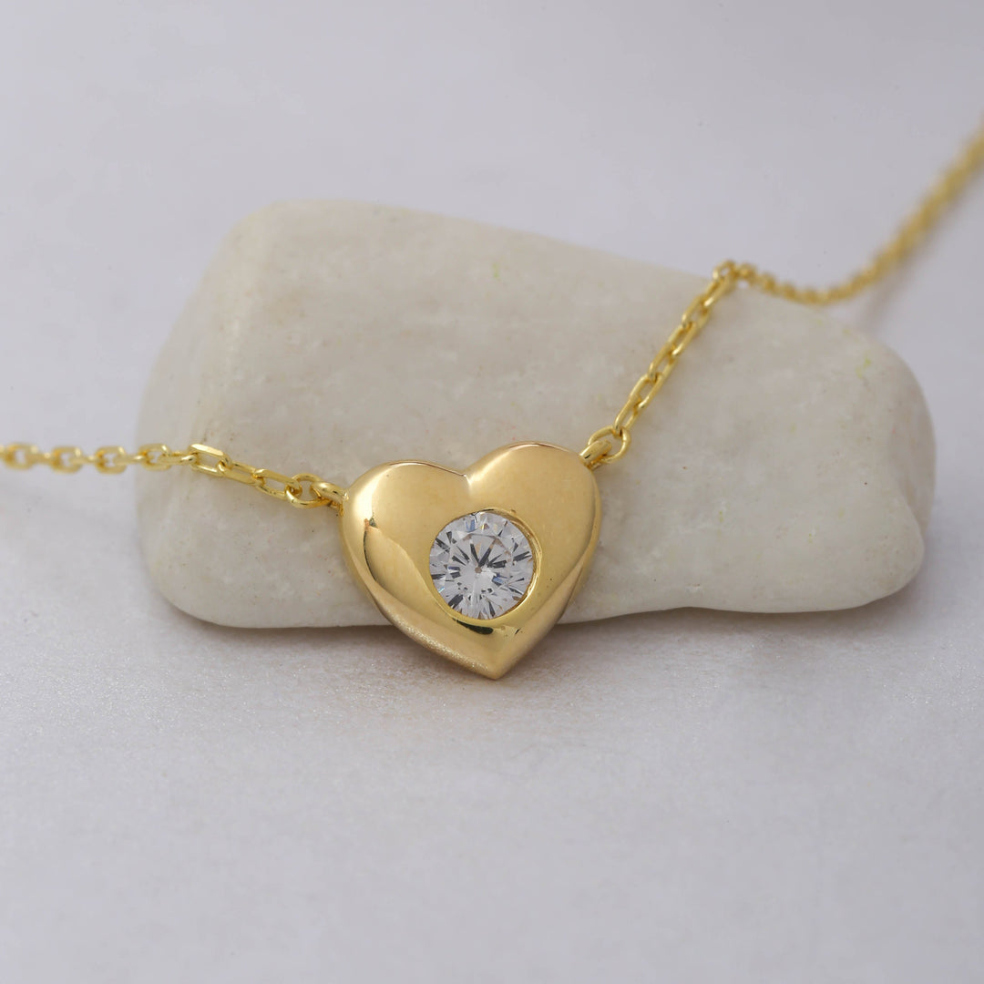 14K Solid Gold Heart Necklace K70