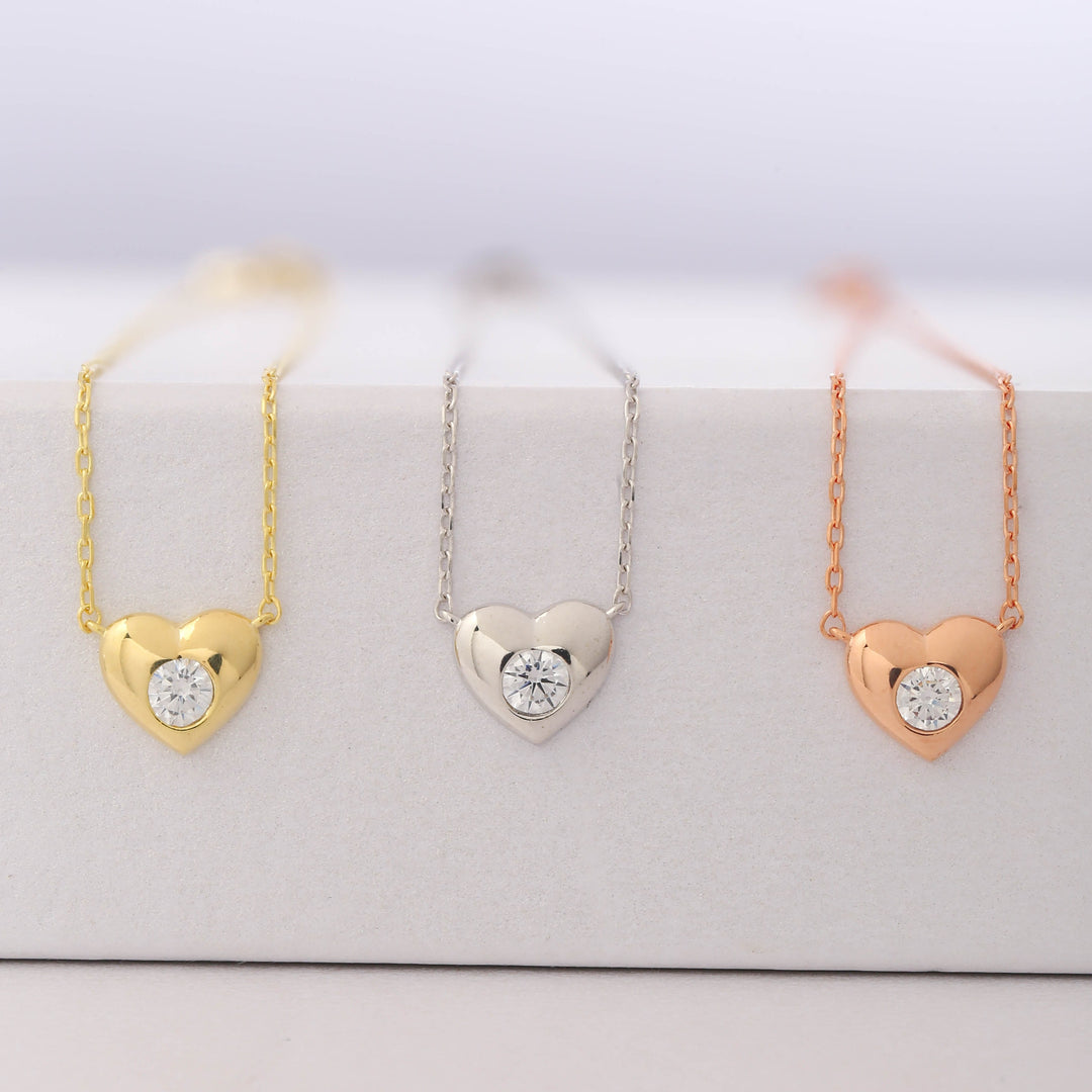 14K Solid Gold Heart Necklace K70