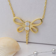 14K Solid Gold Dragonfly Necklace K71
