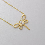14K Solid Gold Dragonfly Necklace K71