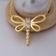 14K Solid Gold Dragonfly Necklace K71