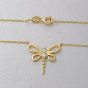 14K Solid Gold Dragonfly Necklace K71