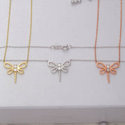 14K Solid Gold Dragonfly Necklace K71