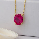 Load image into Gallery viewer, 14K Solid Gold Zircon Oval Necklace K74
