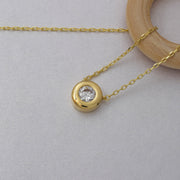 14k Solid Gold Solitaire Necklace K75