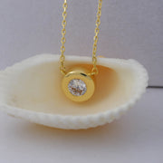 14k Solid Gold Solitaire Necklace K75