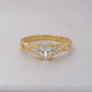14K Solid Gold Solitaire Ring T4