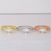 14K Solid Gold Solitaire Ring T4