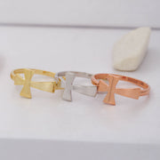 14K Solid Gold Cross Ring Y56