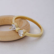 14K Solid Gold Heart Ribbon Ring T3