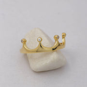 14K Solid Gold Crown Ring Y58