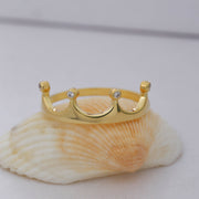 14K Solid Gold Crown Ring Y58