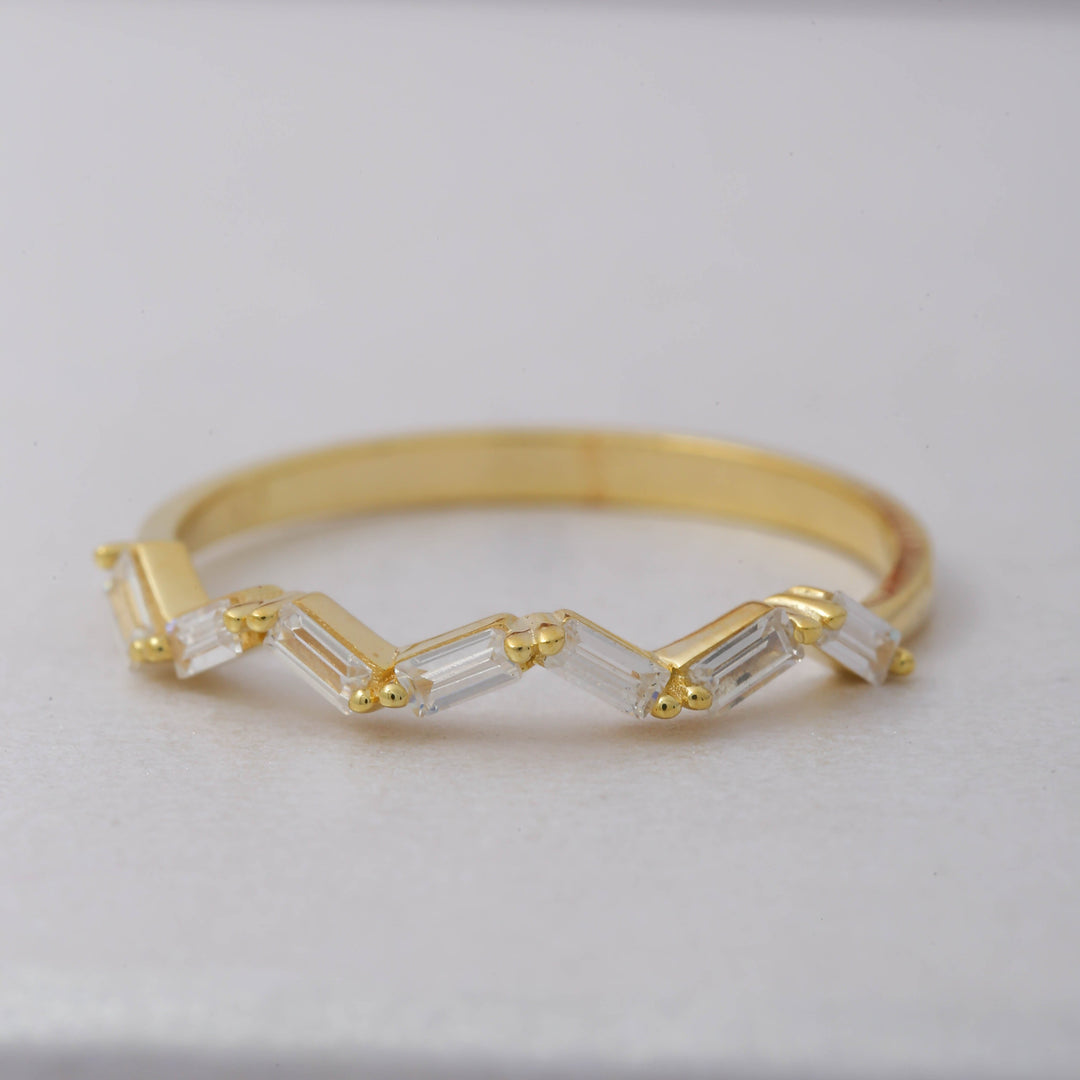 14K Solid Gold Baguette Ring B1