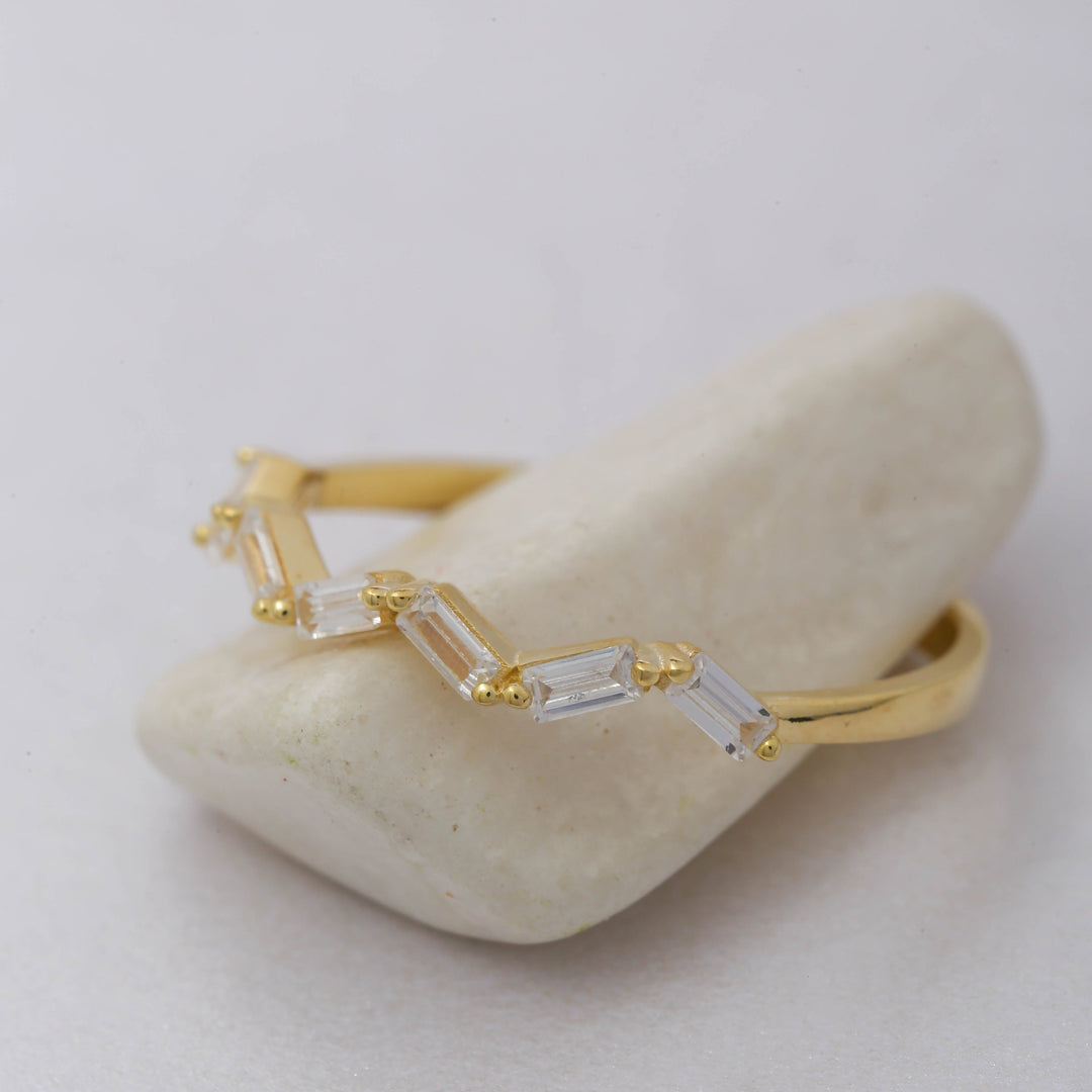 14K Solid Gold Baguette Ring B1