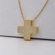 14K Solid Gold Cross Necklace K77