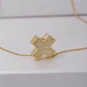 14K Solid Gold Cross Necklace K77