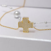 14K Solid Gold Cross Necklace K77