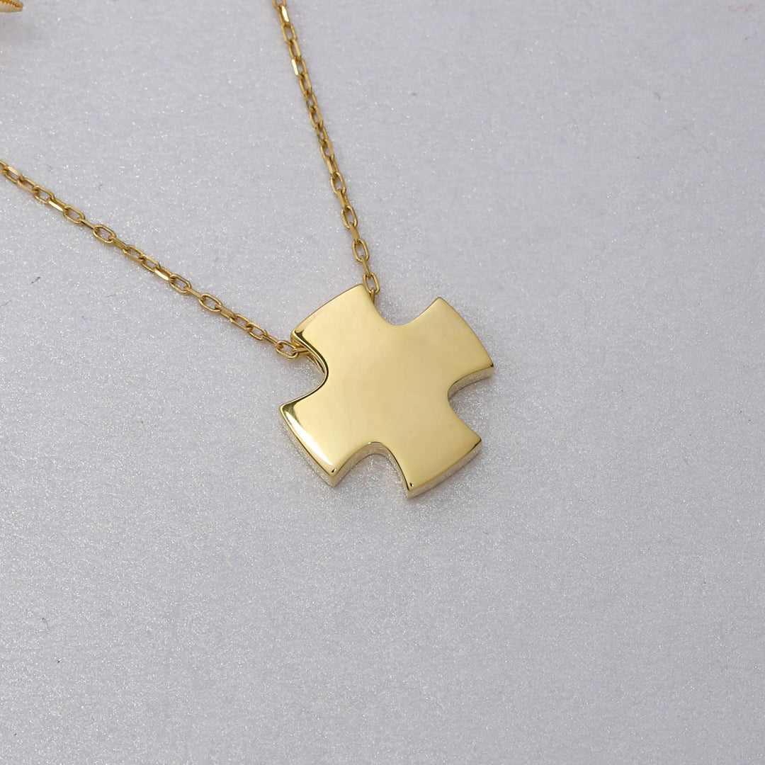 14K Solid Gold Cross Necklace K76