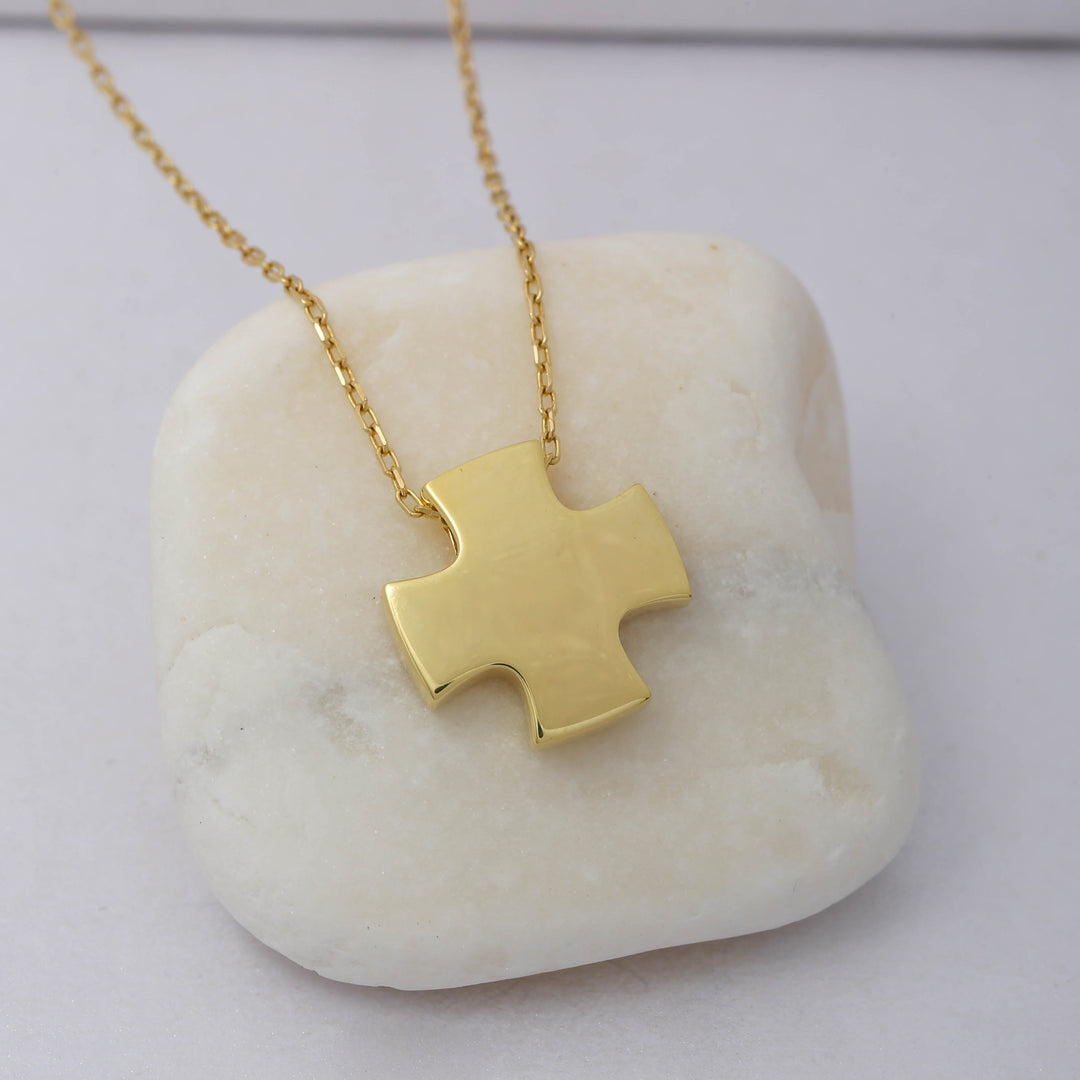 14K Solid Gold Cross Necklace K76