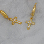 Load image into Gallery viewer, 14K Solid Gold Cross Earrings E9
