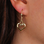 Load image into Gallery viewer, 14K Solid Gold Heart Hoop Earrings E2
