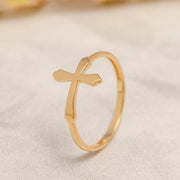 14K Solid Gold Cross Ring Y24